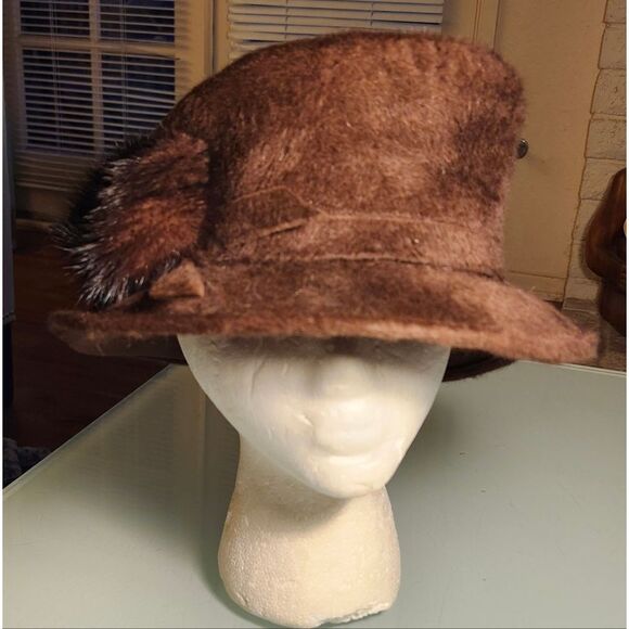 Chantrelle By Biltmore Vintage Whimsigoth Boho Chic Hat‎ With Mink Adornment main image 5